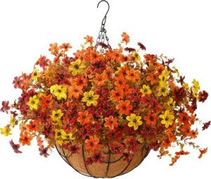 Fall Artificial Flowers Hanging Basket