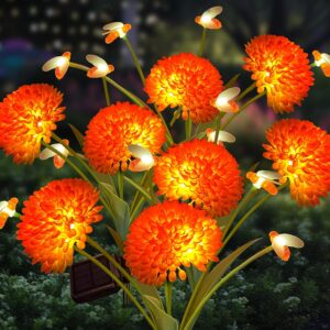 Fall artificial flowers, large orange blooms solar powered