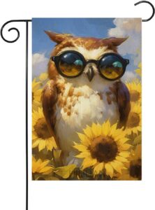 Owl Garden Flag with Sunflowers