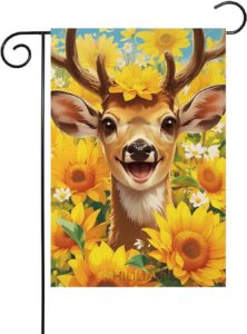 Deer with Sunflowers Garden Flag