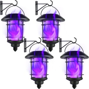 Purple Solar Powered Flickering Flame Lanterns