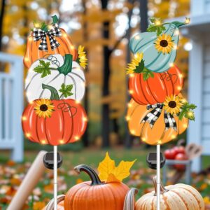 Solar Powered Pumpkin Metal Stakes