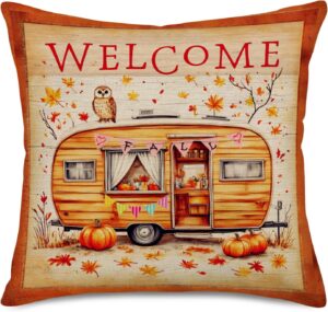 Halloween Camper Throw Pillow Cover